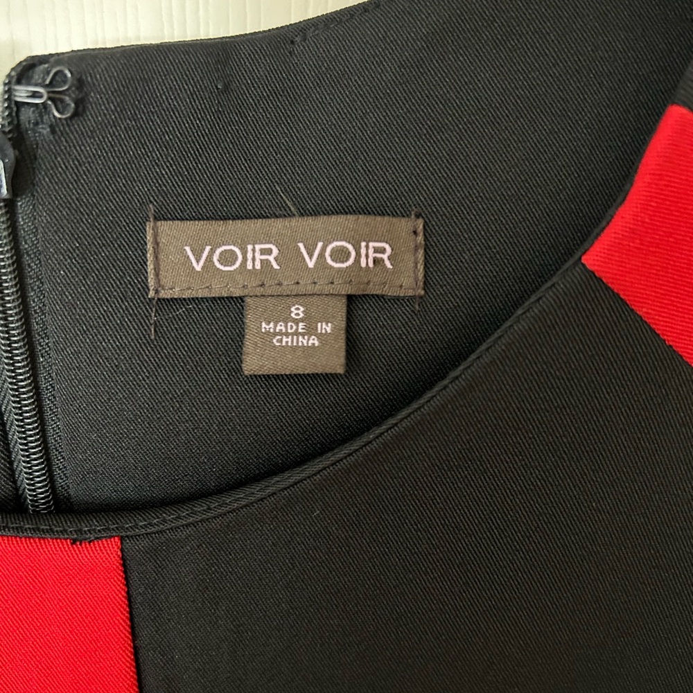 New With Tags- Voir Voir Black Midi Women Dress with Red and White Accents - Picture 3 of 4
